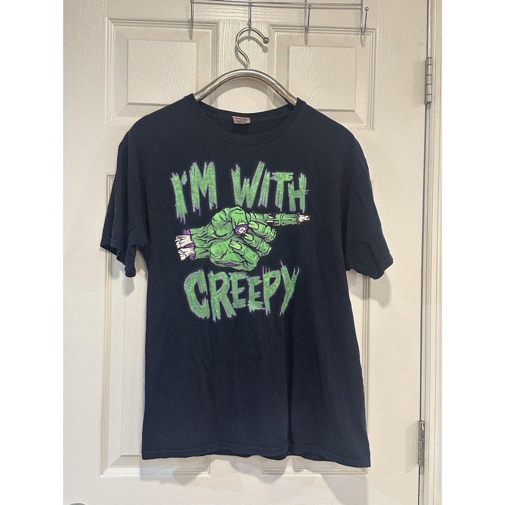 Vintage Halloween I'm With‎ Creepy Graphic T Shirt Size L